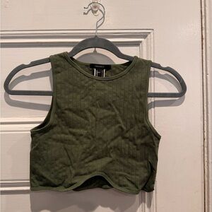 Forever 21 Olive Ribbed Crop Top